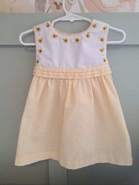 Samara Vintage 3t Sunflower Tunic Short Dress Yellow White Summer Fall
